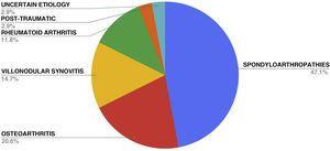 Etiologies of chronic synovitis of the knee in our sample.