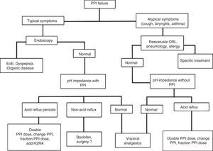 Management of PPI failure or refractory GERD. EoE: eosinophilic esophagitis; H2RA: histamine-2 receptor antagonists; ORL: Otorhinolaryngology; PPI: proton pump inhibitor.