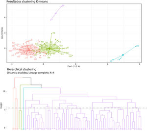 Grouping pattern of the fourth cluster and dendrogram.