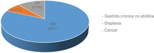 Patient distribution according to histopathologic diagnosis (n and percentages).