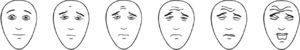 Escala facial de dor – Revisada. Adaptado de Faces Pain Scale ‐ Revised © 2001, International Association for the Study of Pain (www.iasp‐pain.org/FPSR). Uso com permissão. Explicar à criança para ressaltar a face escolhida como 0, 2, 4, 6, 8 ou 10, conta‐se da esquerda para a direita; 0=sem dor e 10=com muita dor. Não usar palavras como “alegre” ou “triste”. Essa escala tem por objetivo medir como as crianças se sentem internamente, e não como aparentam estar.