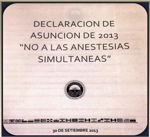 CLASA promotional campaign against simultaneous anaesthesia. Reproduced with permission from Dr. Carlos Guzmán, CLASA Secretary.