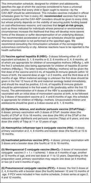 2015 Immunisation Schedule of the Spanish Association of Paediatrics. Recommendations of the Advisory Committee on Vaccines.