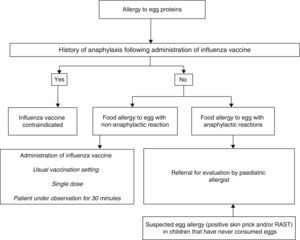 Protocol of vaccination against influenza in children allergic to egg proteins.