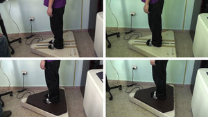 Assessment of static balance with feet apart and feet together without foam, and feet apart and feet together with foam using the Metitur Good Balance force platform.