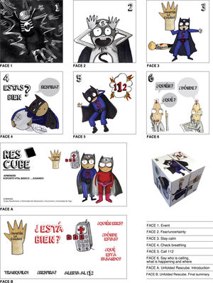 Text and images of the Rescube folding educational tool.