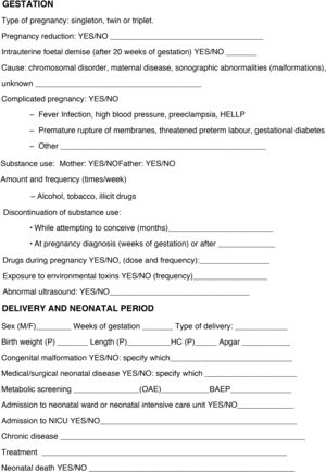 Collection of prenatal data.