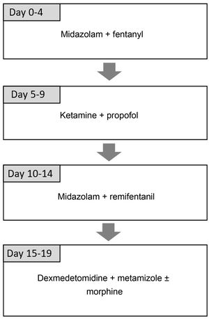 Analgesic and sedative drug rotation protocol.
