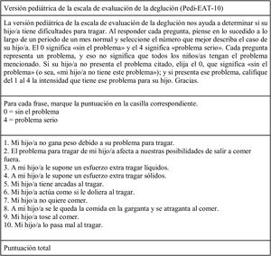 Spanish version of the Pedi-EAT-10 questionnaire.