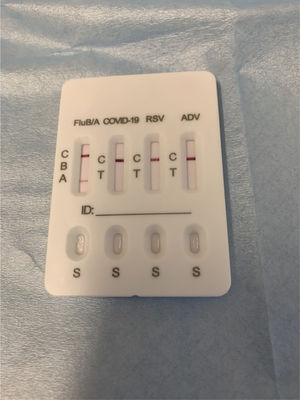 Multiplex lateral flow immunoassay for respiratory viruses, positive for influenza (individual observation).