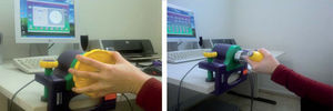 – Propiocepción de la muñeca con el sistema Biometrics E-Link®. Programa informático con diversos juegos y actividades con los que trabajamos la precisión, la calidad y la velocidad del movimiento de la muñeca con distintos instrumentos.