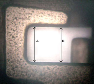 Medición interna A y externa B.