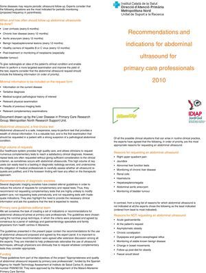 Recommendations and indications for abdominal ultrasound for primary care professionals.