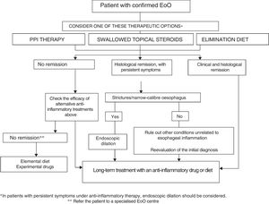 Therapeutic algorithm proposed for eosinophilic oesophagitis in clinical practice.