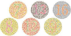 Images for the assessment of contrast visualisation (CV), Ishihara test.