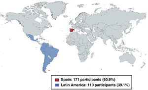 Countries participating in the survey.