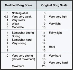 Modified Borg Scale. Gráfica 1: escala de Borg modificada.
