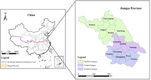 Location of Jiangsu, China.