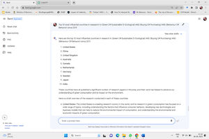 Top 10 influential countries in green buying behaviour in Bard.