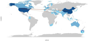 Geographical density of research about privacy concern in mobile sharing economy apps.