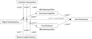Structural model of the impact of DT on firm performance.