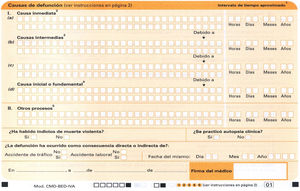 Medical death certificate -Statistical Mortality Bulletin. Causes of death.