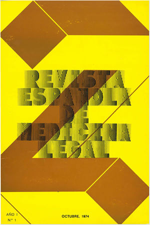 Cover of the first issue of the Spanish Journal of Legal Medicine in 1974.