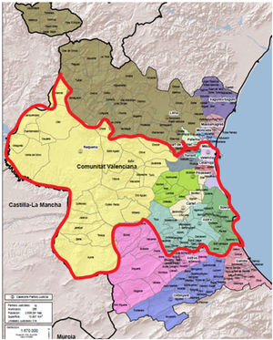 Map of affected judicial districts. Taken from the Ministry of Justice.10