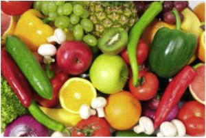 Fruits and vegetables.