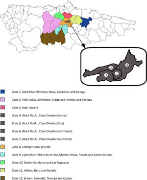 Geographical divisions of the health area.