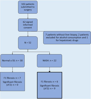 Flow chart of patient recruitment and outcome of interest. NASH: nonalcoholic steatohepatitis; SS: simple steatosis.