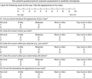 Questionário The Utrecht questionnaire for outcome assessment in aesthetic rhinoplasty.