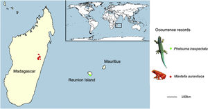 Study area and species, with occurrence points.