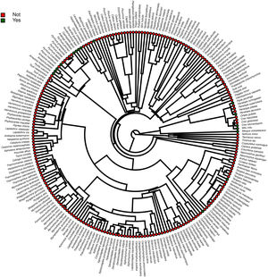 Phylogeny evidencing the distribution across clades of the threatened Brazilian avian taxa with organized ex situ conservation plans. The consensus Maximum Credibility Tree was generated from 2500 trees derived from the Mega Tree of birdtree.org.
