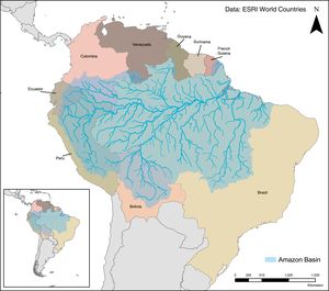 Amazon Basin countries and main tributaries.