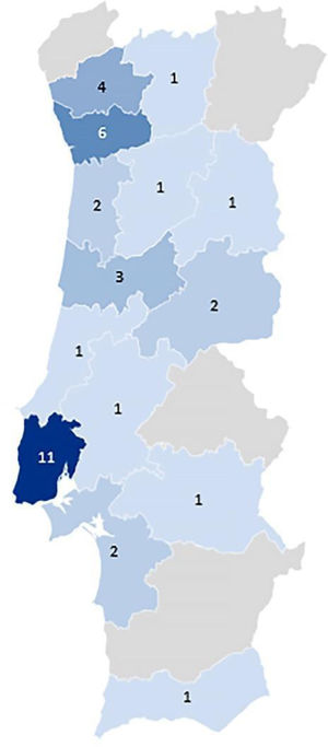 Participating centers’ geographical distribution.