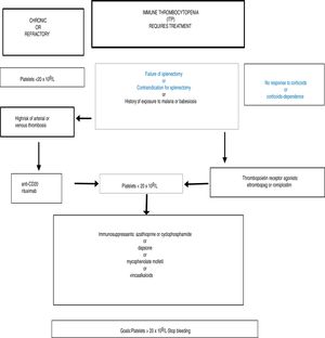 Treatment algorithm for adult patients with immune thrombocytopenic purpura (ITP) attending a referral center in Northeastern Brazil – Chronic or Refractory ITP.