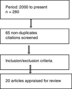 The process of article selection for review.