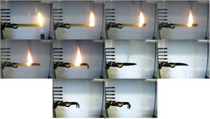 Time-elapsed photos of burning test on the untreated sample.