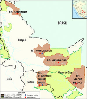 Mapa geográfico de las reservas territoriales de la amazonia peruana.