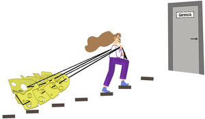 Referente de seguridad del paciente trasladando al equipo directivo su conocimiento de los riesgos de la organización sanitaria, sus causas y sus posibles soluciones.