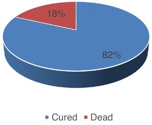 Distribution of invagination cases based on surgery results.