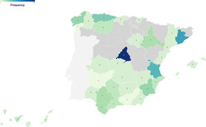 Geographical distribution of participating experts.