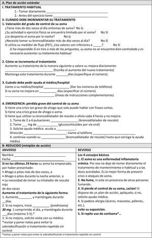 Plan de acción reproducido de la Guía Española para el Manejo del Asma (GEMA 5.7).