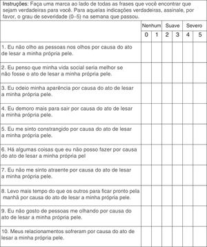 Escala de Impacto de Dermatotilexomania validada para português brasileiro.
