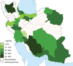 Prevalência de tatuagem durante o encarceramento nas províncias estudadas.