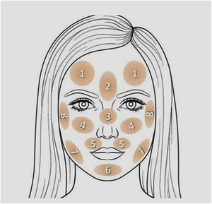 Mapa facial validado, utilizado para que as participantes apontassem as regiões cometidas por melasma em seus rostos.