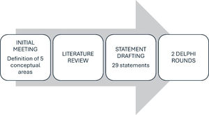 Methodological flow of the consensus development process.